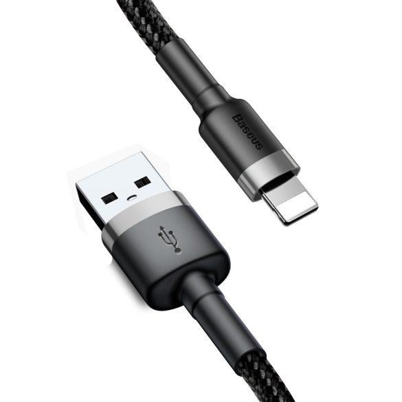 Baseus Cafule CALKLF-AG1 USB/lightning adat- és töltőkábel, 2.4A, 0.5m, fekete-grafitszürke