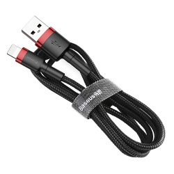   Baseus Cafule CALKLF-A19 USB-C/lightning adat- és töltőkábel, 2.4A, 0.5m, fekete-piros
