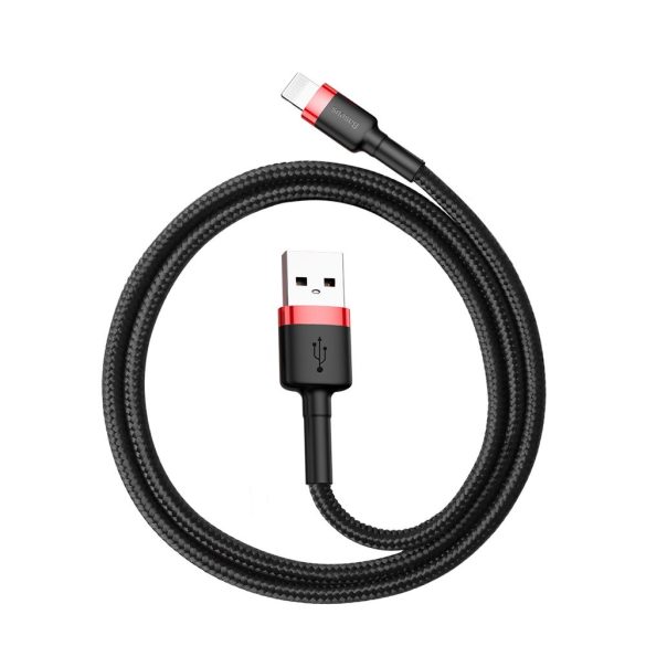 Baseus Cafule CALKLF-A19 USB/lightning adat- és töltőkábel, 2.4A, 0.5m, fekete-piros