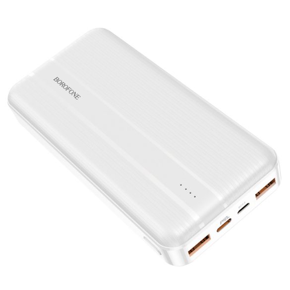 Borofone BJ9A Uranus PD QC 3.0 Power Bank, hordozható külső akkumulátor 2xUSB/USB-C, 20000 mAh, 22.5W, fehér