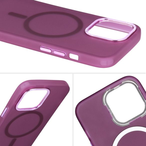 Magnetic Frosted Case iPhone 14 Pro Max Magsafe kompatibilis hátlap, tok, lila