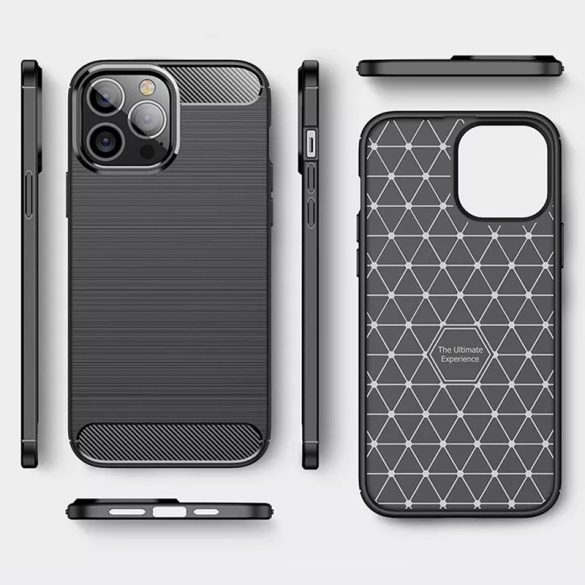 Carbon Case Flexible iPhone 15 Plus hátlap, tok, fekete