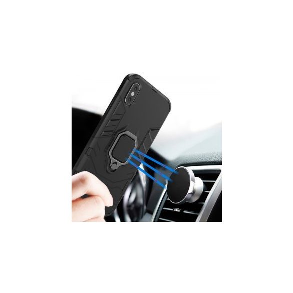 Armor Ring Xiaomi Redmi Note 9 4G ütésálló hátlap, tok, fekete