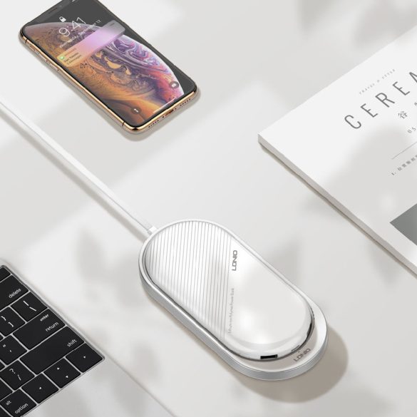 Ldnio PL1011 Power Bank hordozható külső akkumulátor, 2xUSB, USB/ Micro USB + USB/Lightning 10000mAh, fehér