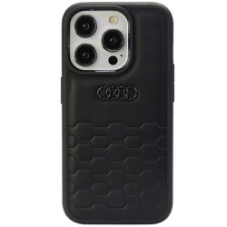   Audi GT Synthetic Leather iPhone 15 Pro (AU-TPUPCIP15P-GT/D2-BK) hátlap, tok, fekete