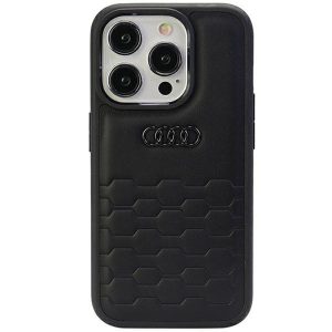 Audi GT Synthetic Leather iPhone 15 Pro (AU-TPUPCIP15P-GT/D2-BK) hátlap, tok, fekete