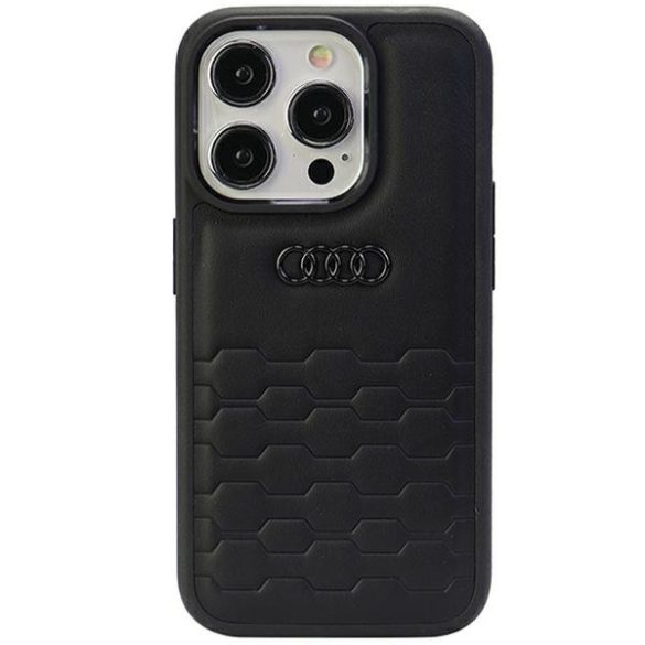 Audi GT Synthetic Leather iPhone 15 Pro (AU-TPUPCIP15P-GT/D2-BK) hátlap, tok, fekete