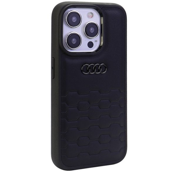 Audi GT Synthetic Leather iPhone 15 Pro (AU-TPUPCIP15P-GT/D2-BK) hátlap, tok, fekete