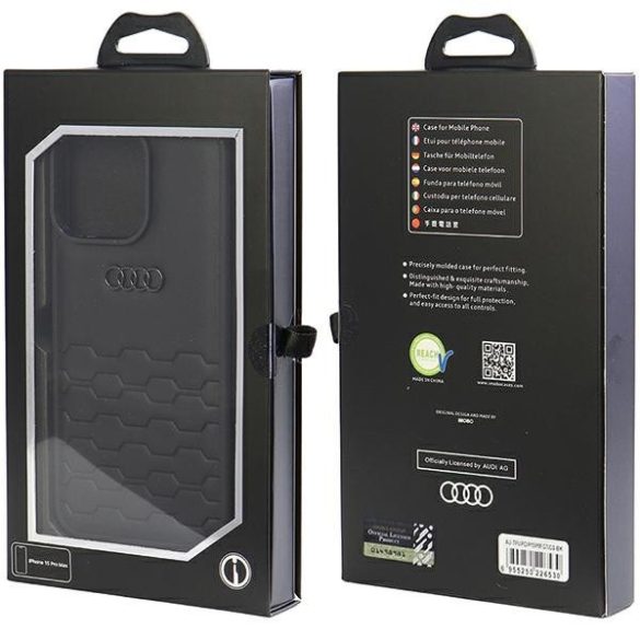Audi GT Synthetic Leather iPhone 15 Pro Max (AU-TPUPCIP15PM-GT/D2-BK) hátlap, tok, fekete