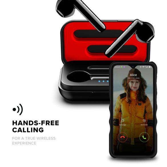 ZIZO PULSE Z6 vezeték nélküli bluetooth headset töltő tokkal és kábellel, fekete-piros
