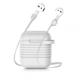   Baseus Apple AirPods Case & Strap szilikon tok és nyakpánt, fehér