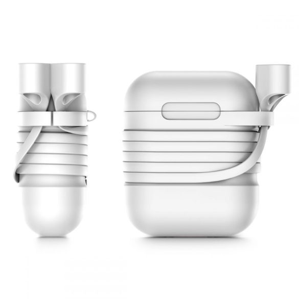 Baseus Apple AirPods Case & Strap szilikon tok és nyakpánt, fehér