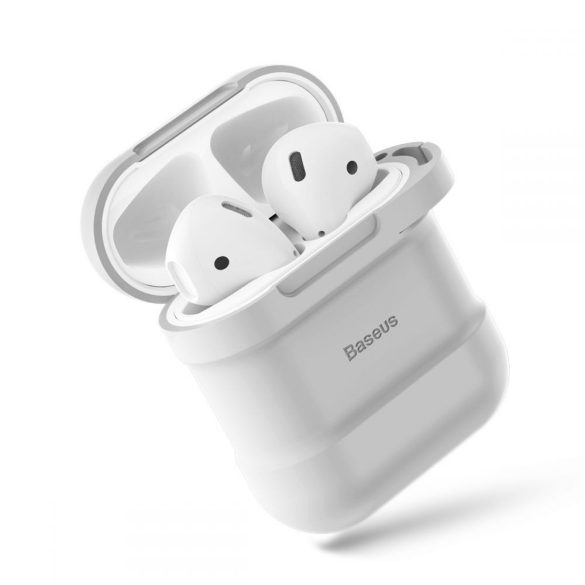 Baseus Apple AirPods Case & Strap szilikon tok és nyakpánt, fehér