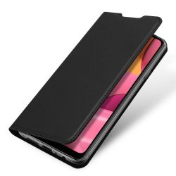   Dux Ducis Skin Leather Samsung Galaxy A20s oldalra nyíló tok, fekete