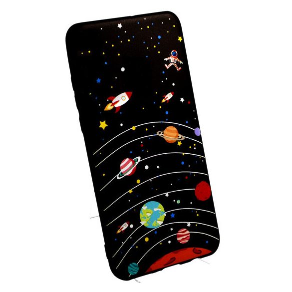 Slim Case Art Planet Samsung Galaxy A7 (2018) szilikon hátlap, tok, mintás, fekete