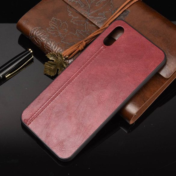 Leather Slim Case Xiaomi Redmi 9A/9AT/9i eredeti bőr, hátlap, tok, piros