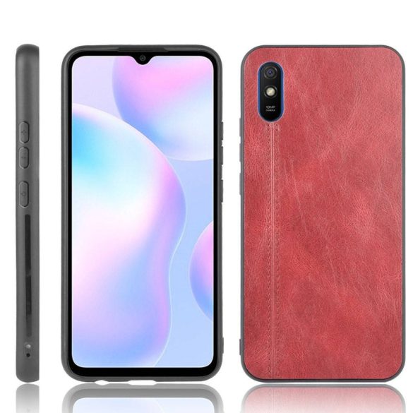 Leather Slim Case Xiaomi Redmi 9A/9AT/9i eredeti bőr, hátlap, tok, piros