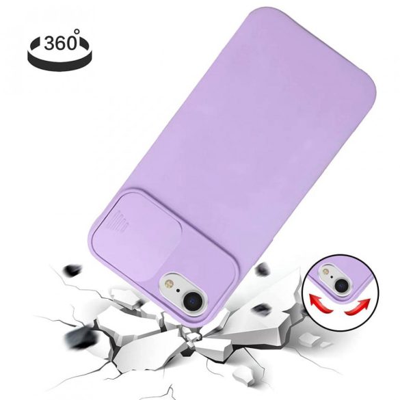 Silicone Lens iPhone 11 Pro Max hátlap, tok, lila