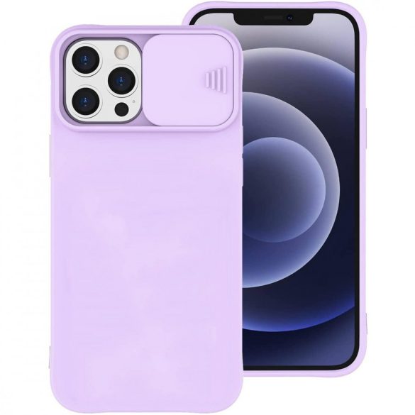 Silicone Lens iPhone 11 Pro Max hátlap, tok, lila