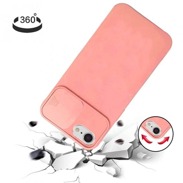 Silicone Lens iPhone 12 Pro hátlap, tok, rózsaszín