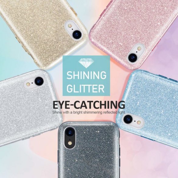 Glitter Case Samsung Galaxy S20 Plus hátlap, tok, ezüst