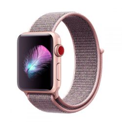   Tech-Protect Apple Watch 1/2/3/4/5 nylon 38/40mm óraszíj tépőzáras rögzítéssel, szürke-rozé arany