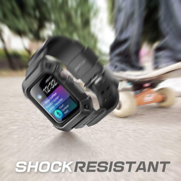 Supcase Beetle Pro Apple Watch 4/5/6/7/Se 44/45mm ütésálló tok és óraszíj, fekete