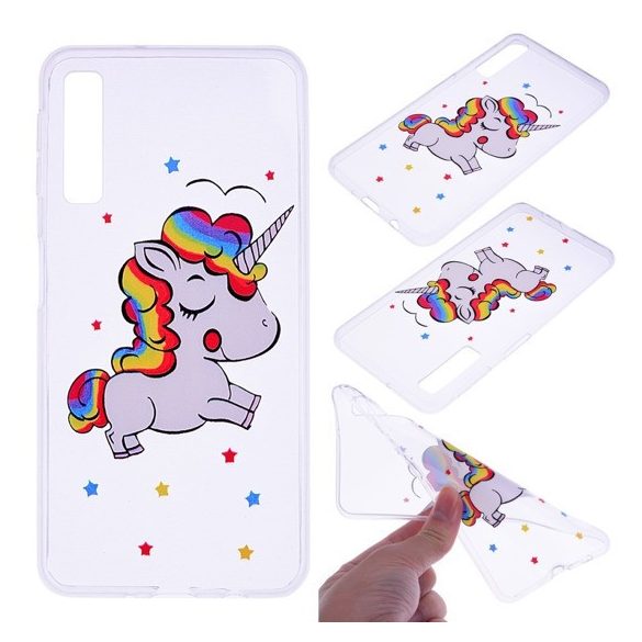 Slim Case Art Unicorn Samsung Galaxy A7 (2018) szilikon hátlap, tok, mintás, színes