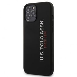   U.S.Polo iPhone 12 Mini Vertical Logo Silicone hátlap, tok, fekete