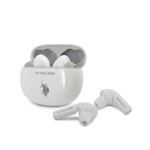 U.S. Polo vezeték nélküli headset, fülhallgató, töltő tokkal, fehér