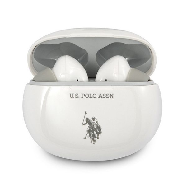 U.S. Polo vezeték nélküli headset, fülhallgató, töltő tokkal, fehér