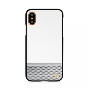 Uunique iPhone X/XS 50:50 White & Silver Perforation Hard shell hátlap, tok, fehér-ezüst