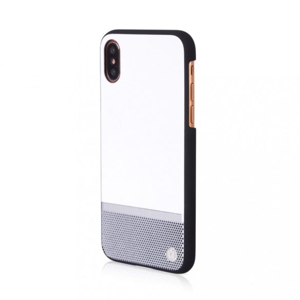 Uunique iPhone X/XS 50:50 White & Silver Perforation Hard shell hátlap, tok, fehér-ezüst