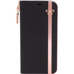   Uunique iPhone X/XS Bow Folio Hard Shell oldalra nyíló tok, fekete-rózsaszín