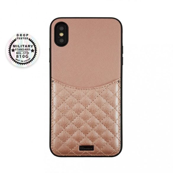 Uunique iPhone Xs Max Quilted Shimmer Pocket Hard Shell hátlap, tok kártyatartóval, bársonyarany