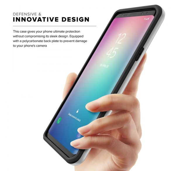 Zizo Hybrid Cover Samsung Galaxy S9 hátlap, tok, fekete-ezüst
