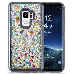   Zizo Liquid Glitter Star Case Samsung Galaxy S9, szív mintás, fekete