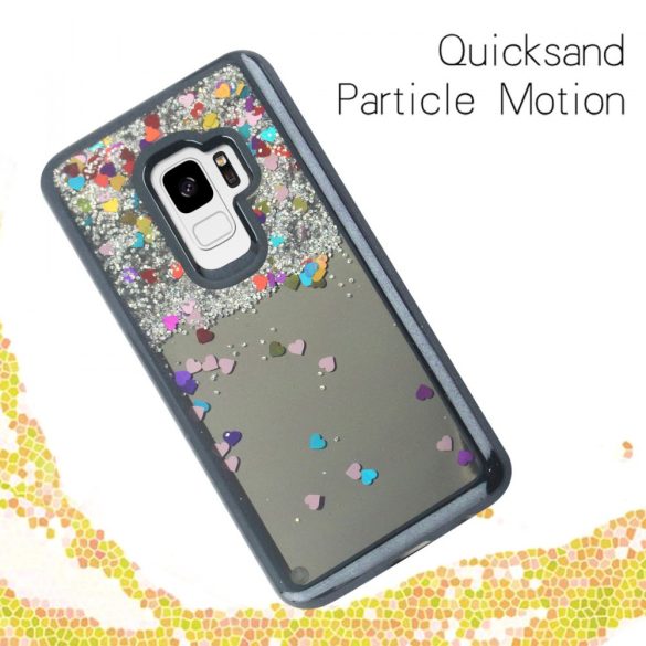 Zizo Liquid Glitter Star Case Samsung Galaxy S9, szív mintás, fekete