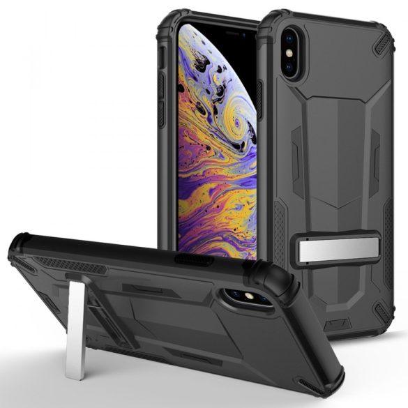 Zizo Hybrid Transformer Case iPhone Xs Max ütésálló hátlap, tok, kitámasztóval, fekete