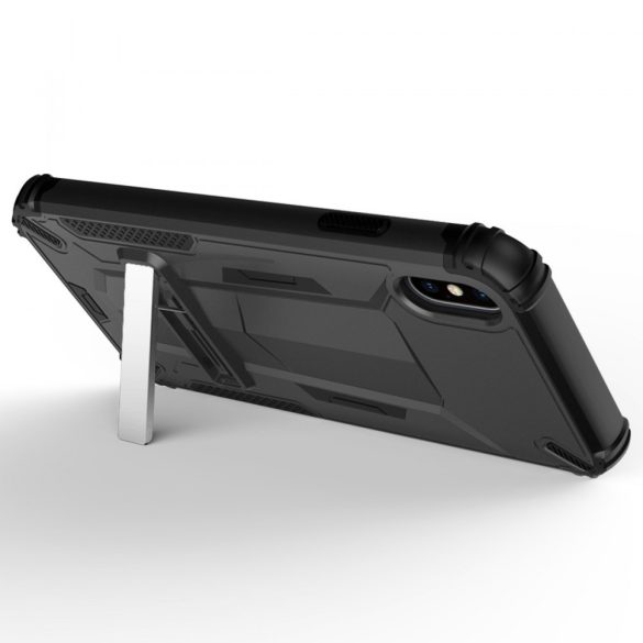Zizo Hybrid Transformer Case iPhone Xs Max ütésálló hátlap, tok, kitámasztóval, fekete