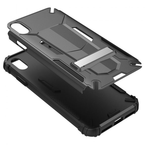 Zizo Hybrid Transformer Case iPhone Xs Max ütésálló hátlap, tok, kitámasztóval, fekete