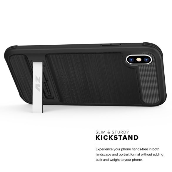 Zizo Hybrid Case iPhone Xs Max hátlap, tok kitámasztóval, fekete