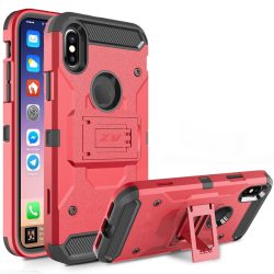   Zizo Tough Armor Style 2 iPhone X/Xs ütésálló hátlap, tok kitámasztóval, piros-fekete