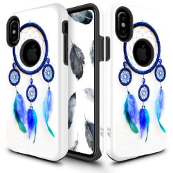   Zizo Sleek Hybrid Design iPhone X/Xs hátlap, tok, kék toll mintás, fehér-kék