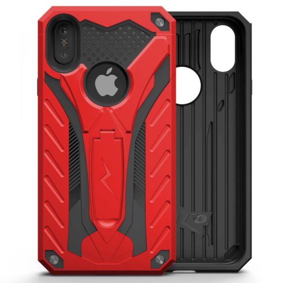 Zizo Static Hybrid iPhone X/Xs ütésálló hátlap, tok, kitámasztóval, piros-fekete