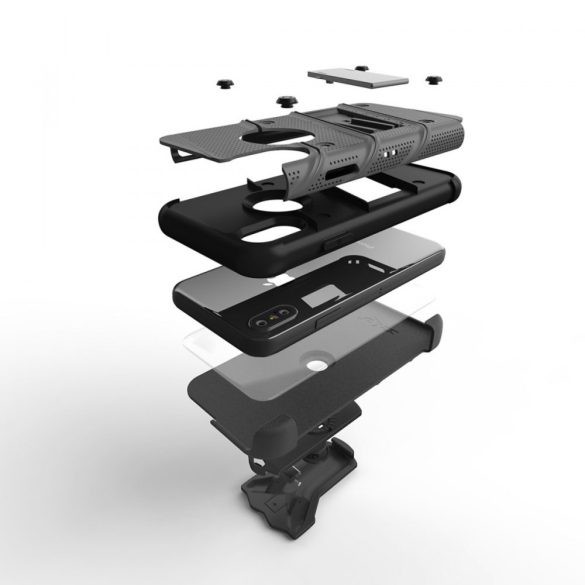 Zizo Bolt Cover iPhone X/Xs ütésálló hátlap, tok és edzett üvegfólia, grafitszürke-fekete
