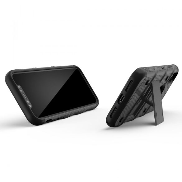 Zizo Bolt Cover iPhone X/Xs ütésálló hátlap, tok és edzett üvegfólia, grafitszürke-fekete
