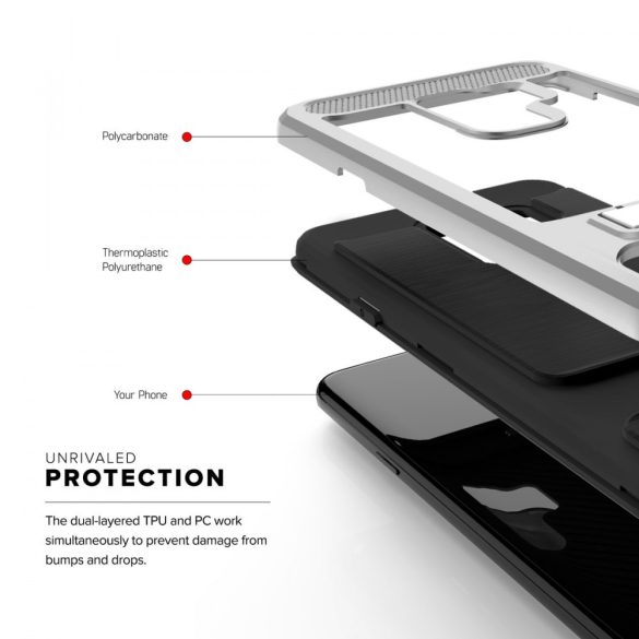 Zizo Hybrid Case Samsung Galaxy S9 Plus hátlap, tok kitámasztóval, fekete-ezüst
