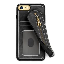   Zizo Nebula Wallet iPhone 6/7/8 bőr hátlap, tok kártyatartóval, fekete