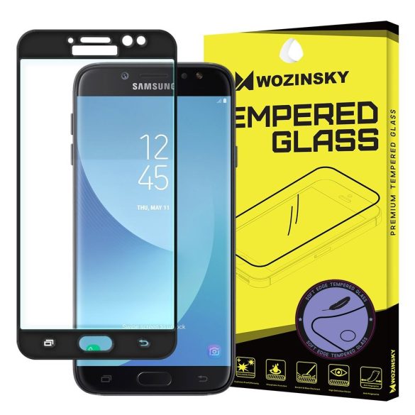 Wozinsky Samsung Galaxy J7 (2017) J730 3D Soft Edge teljes kijelzős edzett üvegfólia (tempered glass) 9H keménységű, fekete